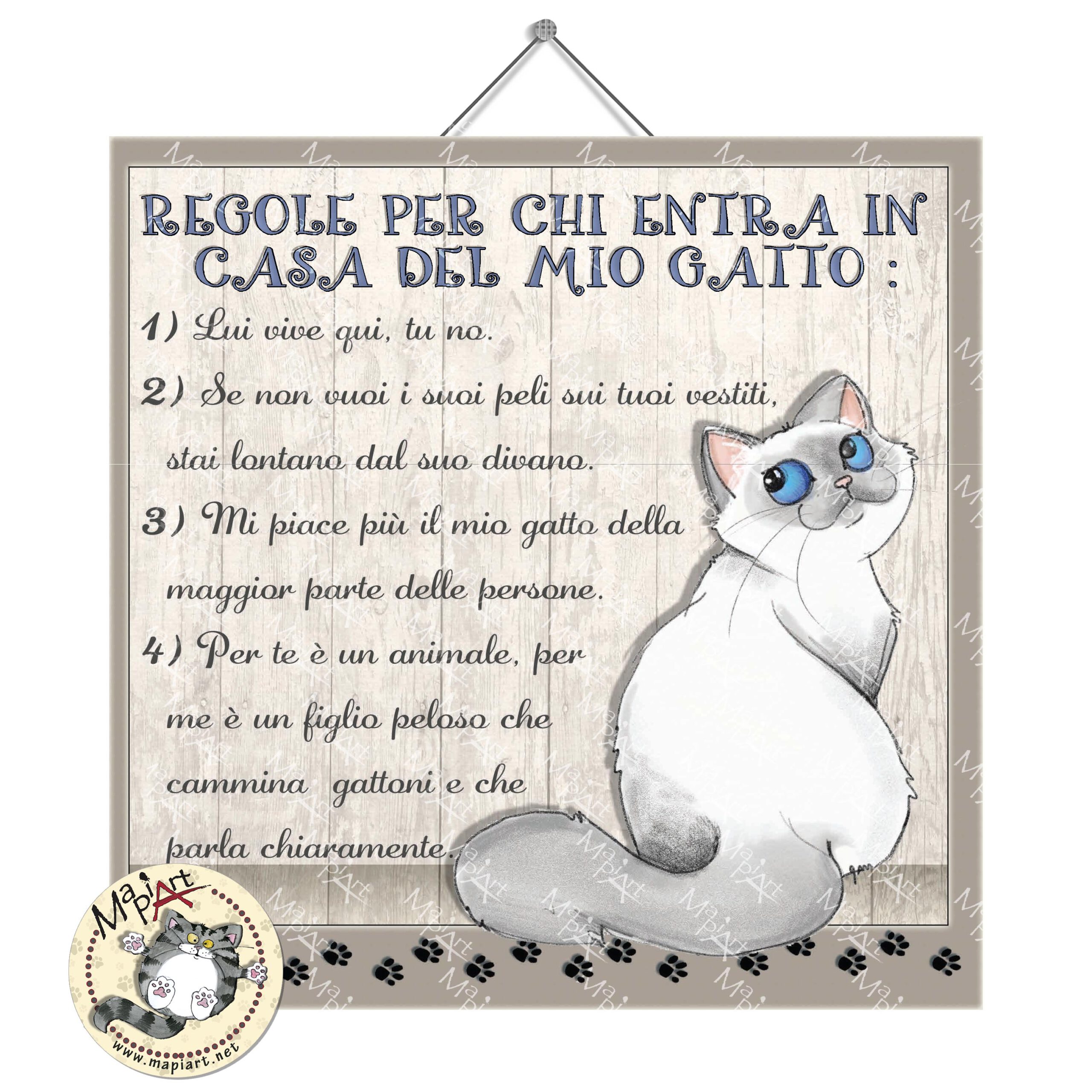 Targhetta Regole della casa del gatto